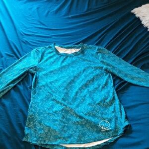 Teal Geometric Long Sleeve Kids Tee